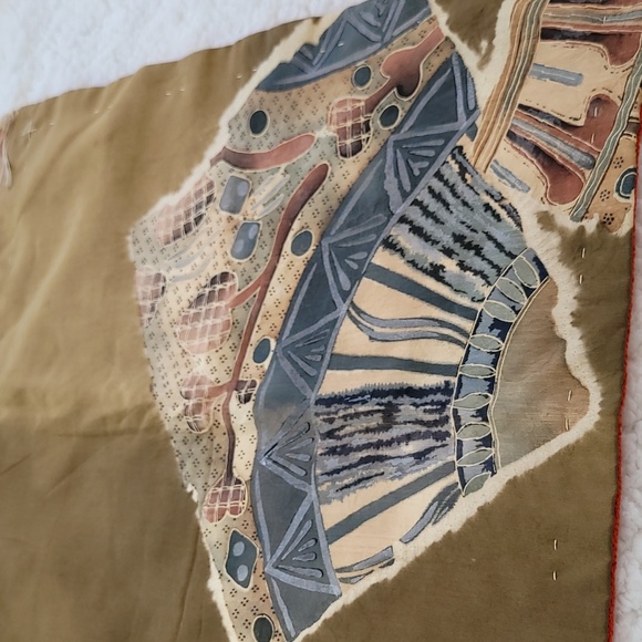 Vintage Silk Kimono Fabric Reverses to  Shibori Fabric Decoration 14" x 15" - Picture 4 of 12